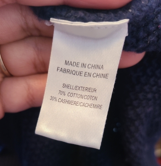 Theory Hyori Cashcotton Waffle Knit Cardigan Cashmere Blend Small Navy Blue - Picture 2 of 4